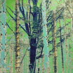 Im Shop erhältlich. Der Lieblingsbaum der Künstlerin im Grafenwald. Im Stamm ist ein eingeritztes Herz zusehen, das im Lauf der Jahrzehnte mitgewachsen ist. In dieser Bearbeitung hat die Künstlerin sich auf die Farben blau, grün, schwarz und beige beschränkt, wodurch sich ein frischer, ungewohnter Waldblick entwickelt.